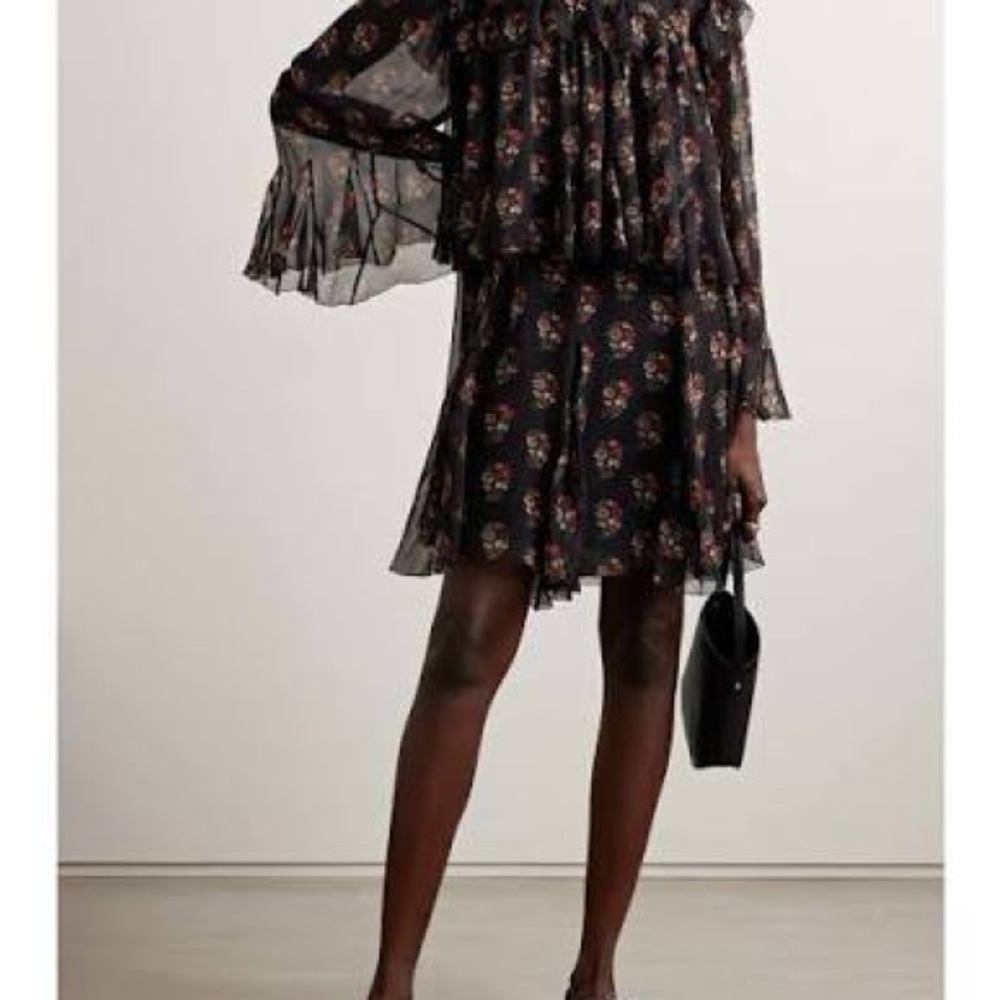 Doen Black Floral Sheer Dress Alette XS